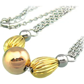 Řetízek Náhrdelník s perleťovou kouli a zlatými tvarovanými korálky, elegantní design, 19.1 g