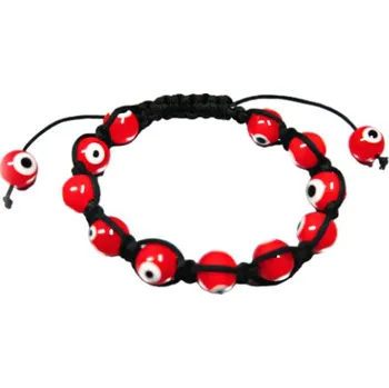 Náramek Náramek s červenými korálky a očky, šířka 10 mm, stylový doplněk pro každodenní nošení.