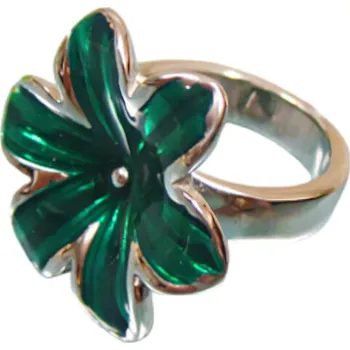 Prsten Květinový prsten s zeleným motivem a lesklou povrchovou úpravou, elegantní dárek pro každou příležitost. 54,4