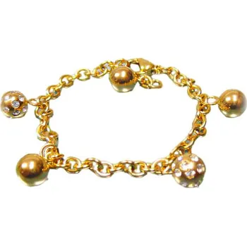 Náramek Náramek s kulatými přívěsky a krystaly, zlatá barva, 180x8 mm