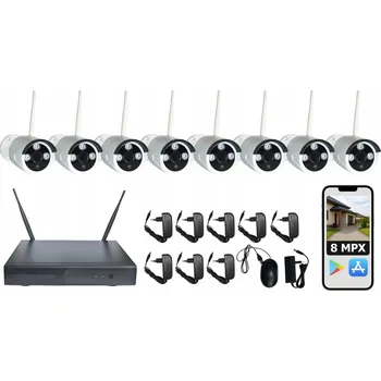 Bezpečnostní kamera Sada 8 BEZDRÁTOVÝCH 8MPX KAMER pro MONITORING domu s aplikací