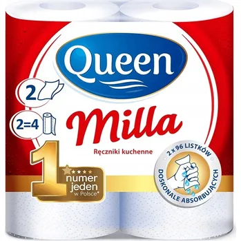 Utěrka Papírové utěrky Queen Milla 2vrstvé 2x21m v balení 2 ks bílé