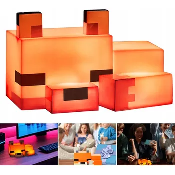 Lampička NOČNÍ LAMPA FOX MINECRAFT LED TEPLÁ BÍLÁ USB DO POKOJE 15.5 x 10.5 x 9.5