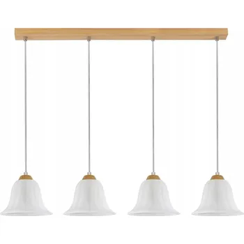 SPOT Svítidlo Závěsné 4xE27 Max.60W Dub Olejovaný a Bílá Stínidla
