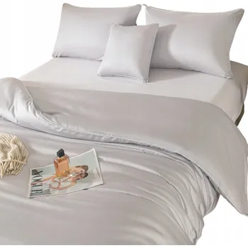 Povlečení BAMBUSOVÉ POVLEČENÍ S LEMEM HLADKÉ PRODYŠNÉ PŘÍRODNÍ 160x200 + 2 POVLEČENÍ NA POLŠTÁŘE