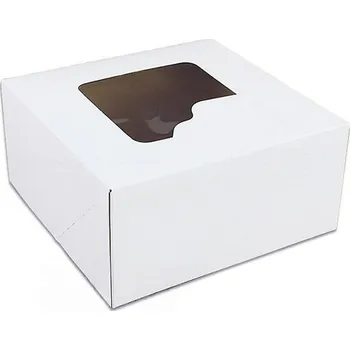 Jednorázové nádobí Krabice bílá s okýnkem 18 × 18 × 9 cm