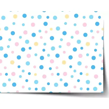 Plakát Sablio Plakát Barevné puntíky na bílé - 60x40 cm