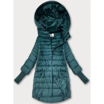 Zelená dámská bunda pro přechodné období s úpletovými stahovacími lemy (1828) odstíny zelené M (38)