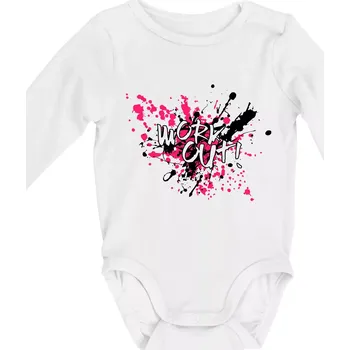 Work out splash - Body kojenecké s dlouhým rukávem - Dlouhý r. 3-6 měs ( Bílá )