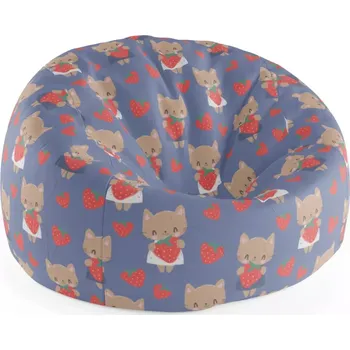 Sedací pytel Sablio Sedací vak Cocoon Kočičky s jahodami - 75 x 45 x 35 cm