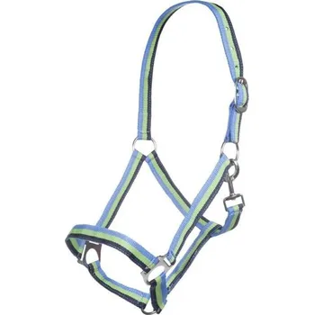 Vybavení pro koně Stájová ohlávka HKM Budapest, tmavě modrá/zelená/modrá, Pony