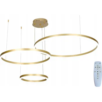 Závěsné stropní svítidlo se 3 zlatými LED kroužky DÁLKOVÝ OVLADAČ, moderní, 60/80/100 cm