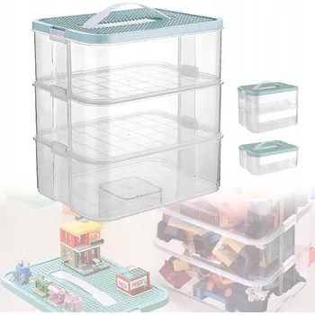 Úložný box ORGANIZÉR NA LEGO KOSTKY 3PATROVÝ KONTEJNER KRABIČKA