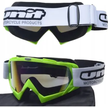 Motocyklové brýle UNIT NO.18 MOTOKROSOVÉ BRÝLE ENDURO MX ATV Zelené Duhové Sklo