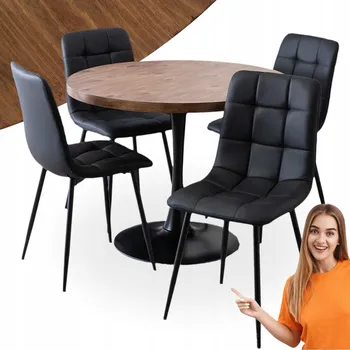 Jídelní stůl Jídelní Set Stůl a Židle Ø100 cm pro Obývací Pokoj, Jídelnu a Kuchyň