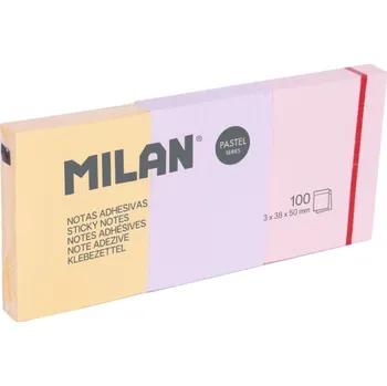 Samolepící bloček Blok lepící MILAN 38 x 50 mm (3x 100 listů) pastelové barvy