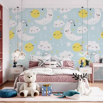 Tapeta Sablio Tapeta Měsíce, slunce a mráčky - 125x75 cm