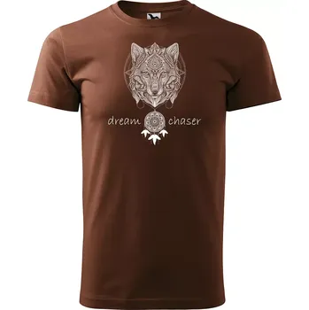 Pánské tričko Sablio Tričko s potiskem Dream Chaser - hnědé S