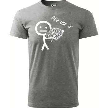 Sablio Tričko s potiskem PLZ USE IT - šedé XL