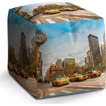 Taburet Sablio Taburet Cube Žluté taxiky 2: 40x40x40 cm