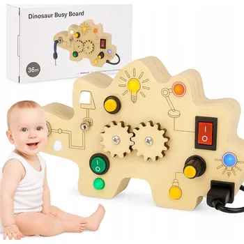 Dřevěná hračka DŘEVĚNÝ DINOSAURUS HRAČKA EDUKACYJNA MONTESSORI TABULE PRO DĚTI NA CESTY