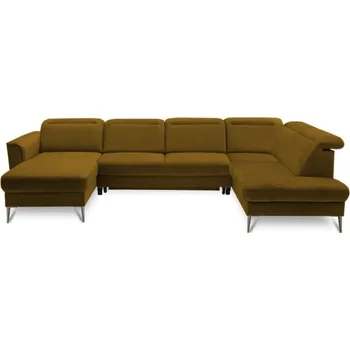 Sedací souprava Rohová sedačka U Santini s rozkládací funkcí typu delfín, nastavitelnými opěrkami hlavy a 2 úložnými prostory - Vero monolith 48 327x81 cm