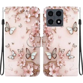 Pouzdro na tablet VSECHNONAMOBIL 125764 ART Peněženkový obal pro Xiaomi 15T PINK BUTTERFLY