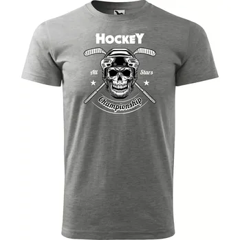 Pánské tričko Sablio Tričko s potiskem All stars hockey championship - šedé 4XL