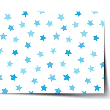 Plakát Sablio Plakát Modré hvězdy na bílé - 60x40 cm