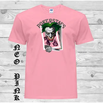 Pánské tričko panske-levne-bavlnene-vtipne-tricko-potisk-joker-poker Barva: Pink neo - matně růžová, velikost: XS