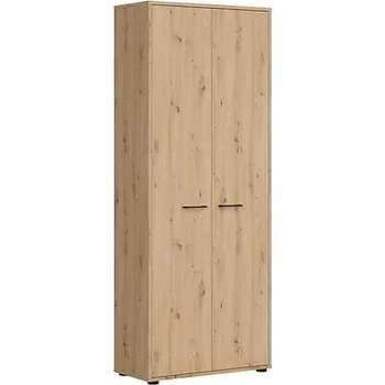 Šatní skříň Dvoukřídlá skříň do kanceláře nebo pracovny Space Office - Black Red White - BRW Dub Artisan 80x202,5 cm