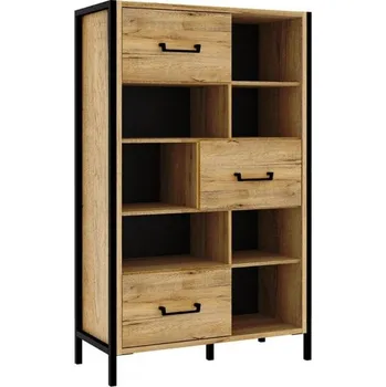 regál Praktická regál s skříňkami do studentského pokoje Oriental Tree - Forte Dub Bartex / Černá / Dub Bartex 94,1x151,5 cm