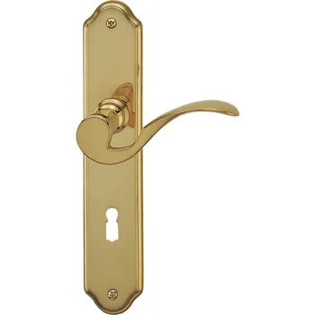 Dveřní kování Štítkové kování Südmetall Nadine-LS, Variostar klika / klika, Obyčejný klíč, Mosaz leštěná