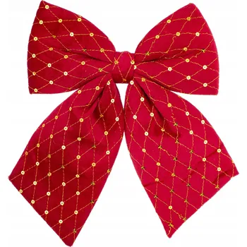 Vánoční dekorace Mašle na vánoční stromeček bordó zlatá nitka flitry 30 cm DÁREK