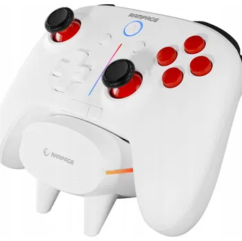 Gamepad Rampage Hydra Pro Bezdrátový RGB ovladač / gamepad s nabíjecí stanicí, bílý