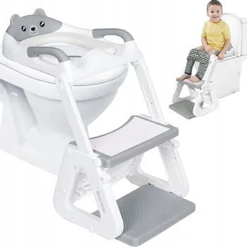 WC sedátko Nástavec na WC se žebříkem pro děti, prkénko s měkkým sedátkem
