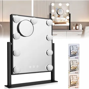 Zrcadlo Kosmetické zrcátko s LED podsvícením, 9 LED diod, Hollywood styl s 9 žárovkami