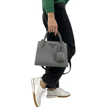 Kabelka PRADA Grey Saffiano Crossbody Tote Bag