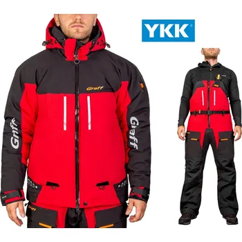 Moto bunda Komplet Graff Kombinéza komplet voděodolná plovoucí zimní vel. L červená