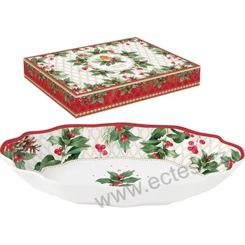 Talíř Easy Life CHRISTMAS BERRIES servírovací talíř cesmína a šišky