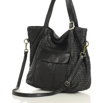 Kabelka MARCO MAZZINI Velká černá tkaná kabelka (v250a) Velikost: ONE SIZE