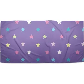 Osuška Sablio Ručník Hvězdy na fialové - 50x100 cm