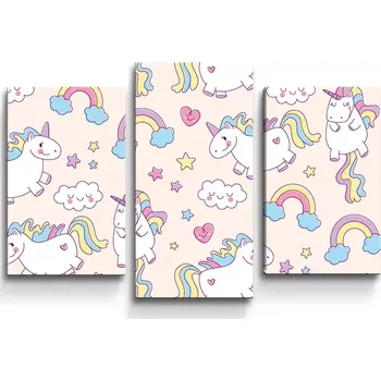 Obraz Sablio Obraz - 3-dílný Jednorožci - 75x50 cm