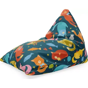 Sedací pytel Sablio Sedací vak Triangl Kočky s rybkami: 120 x 100 x 100 cm
