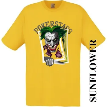 Pánské tričko panske-levne-bavlnene-vtipne-tricko-potisk-joker-poker Barva: Yellow - žlutá, velikost: XS