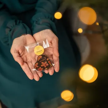 Čokoláda JANEK Hořké čokoládové srdíčko s vánočním potiskem 14 g