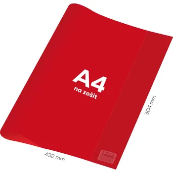 Sešit Junior Obal na sešit A4 PVC 432x304 mm - průhledný/červený