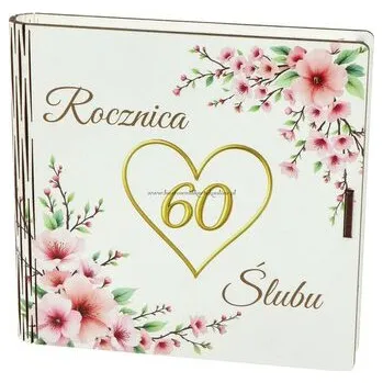 Set školních potřeb Pudełko drewniane z książeczką 60 rocznica ślubu (15x15x2cm) - ..