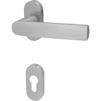 Dveřní kování Südmetall Korsika Oval - R TopSpeed, nerez/černá Nerez kartáčovaná, 1/2 sady pravá