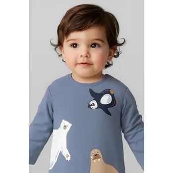 Dětské bavlněné tričko s dlouhým rukávem Mayoral 2061.3B.Baby.9BYA modrá 55X, vel. 74